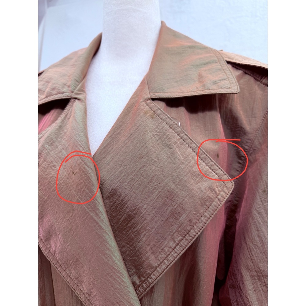 Vintage 90s Jones New York Trench Coat Sm Iridescent Pink Green Fairy Whimsical - Picture 9 of 13